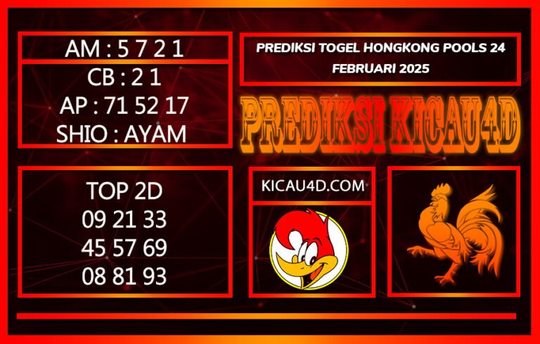 PREDIKSI TOGEL HONGKONG POOLS 24 FEBRUARI 2025