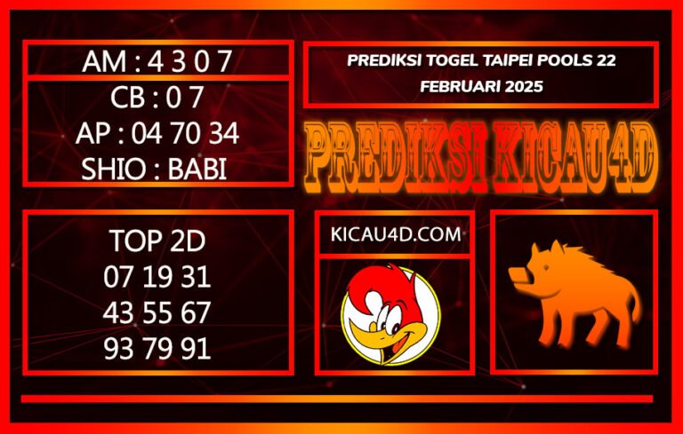 PREDIKSI TOGEL TAIPEI POOLS 22 FEBRUARI 2025